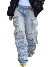 Load image into Gallery viewer, The “Cargo Craze” Denim Pants
